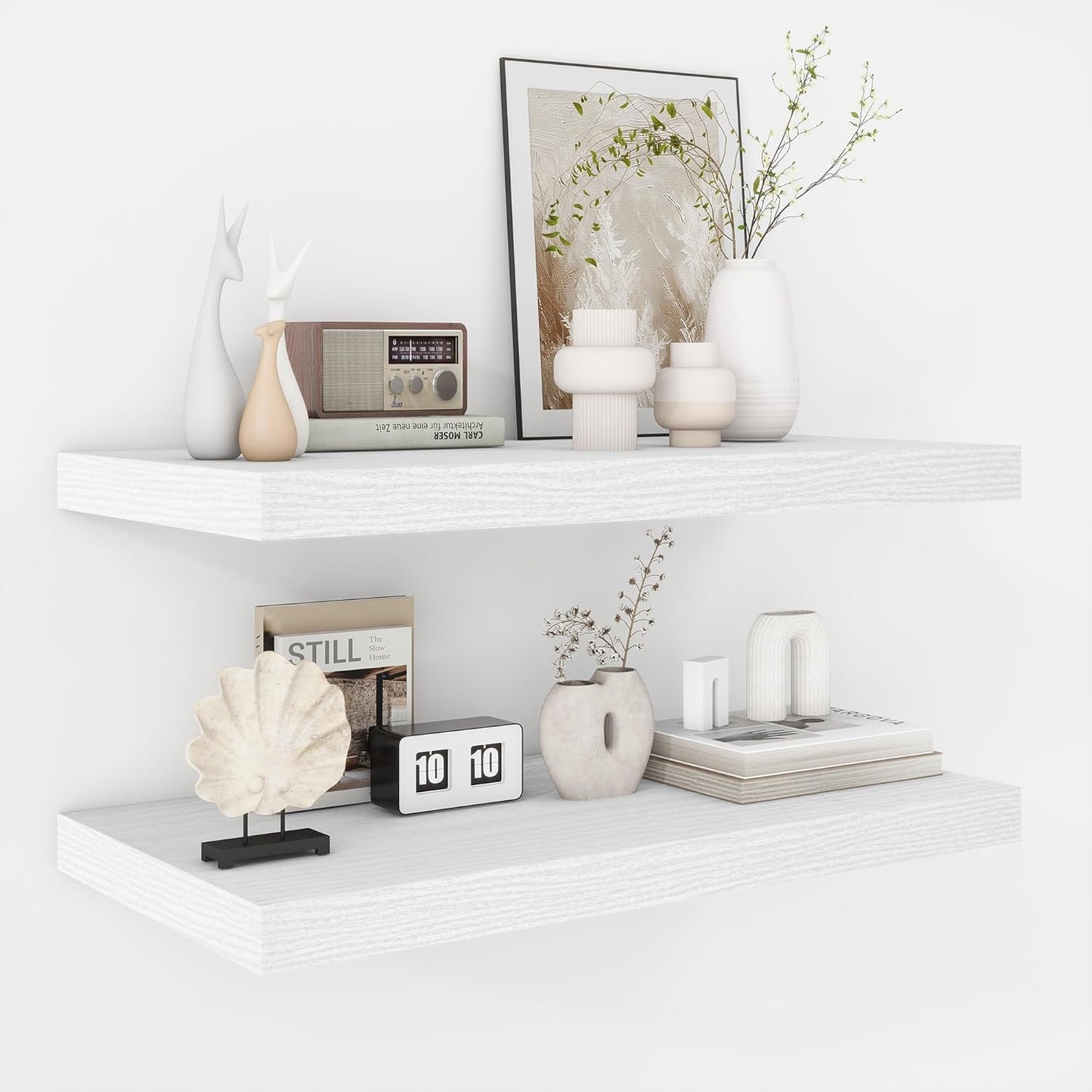 Fun Memories Floating Shelves - 16 Inch Wall Shelf for Decor & Storage - Wall Mounted Display Shelving with Invisible Heavy-Duty Metal Bracket 2Pack, Walnut