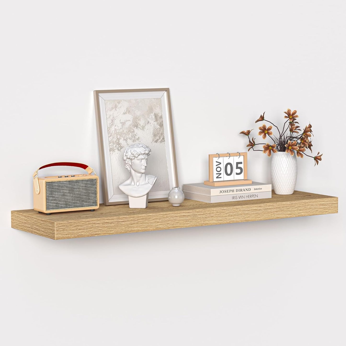 Fun Memories Floating Shelves - 16 Inch Wall Shelf for Decor & Storage - Wall Mounted Display Shelving with Invisible Heavy-Duty Metal Bracket 2Pack, Walnut