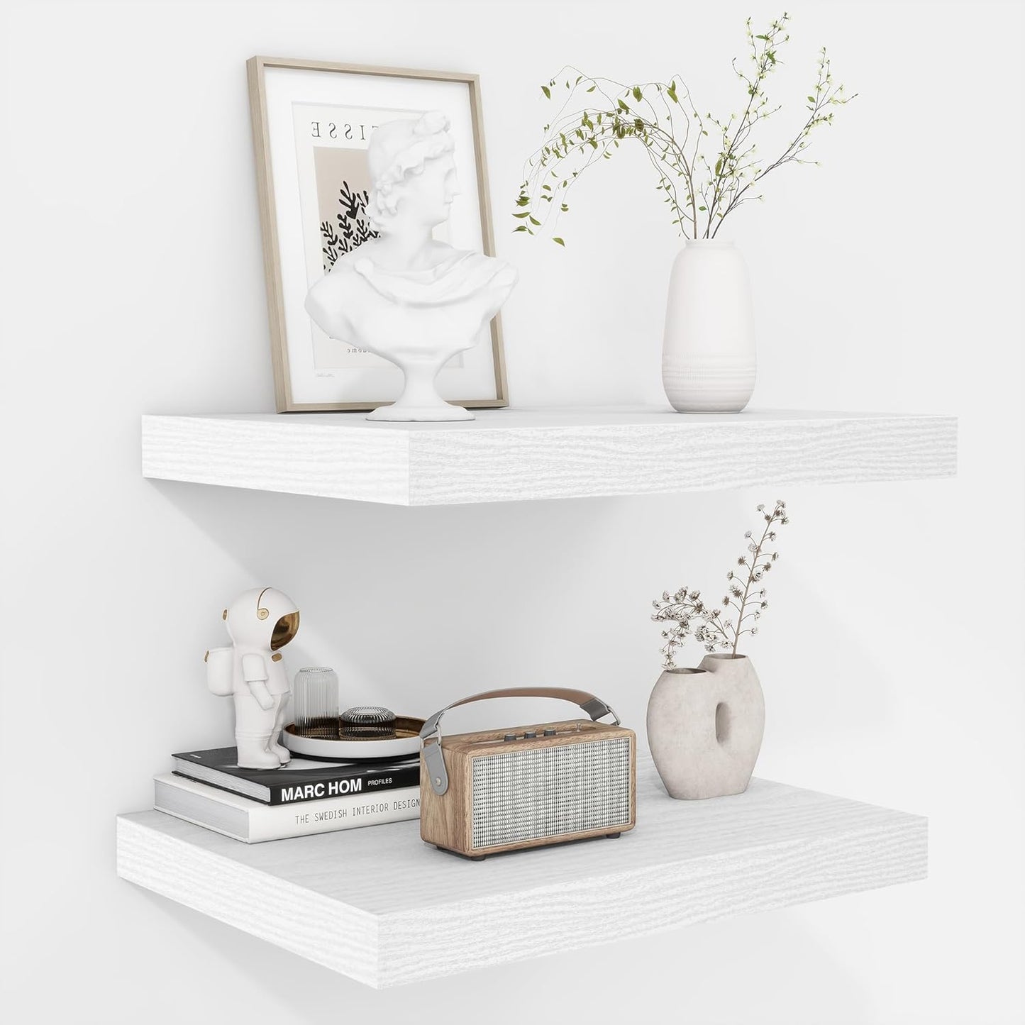 Fun Memories Floating Shelves - 16 Inch Wall Shelf for Decor & Storage - Wall Mounted Display Shelving with Invisible Heavy-Duty Metal Bracket 2Pack, Walnut