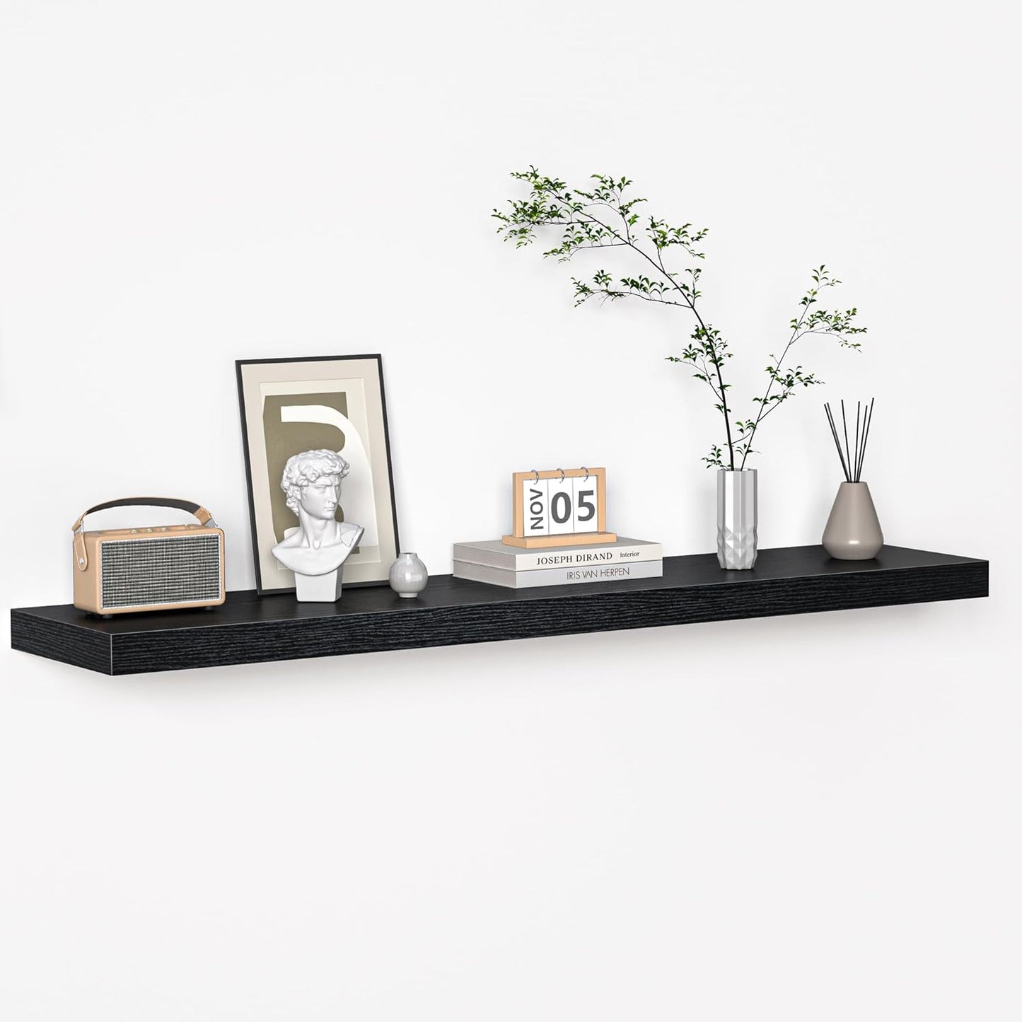 Fun Memories Floating Shelves - 16 Inch Wall Shelf for Decor & Storage - Wall Mounted Display Shelving with Invisible Heavy-Duty Metal Bracket 2Pack, Walnut