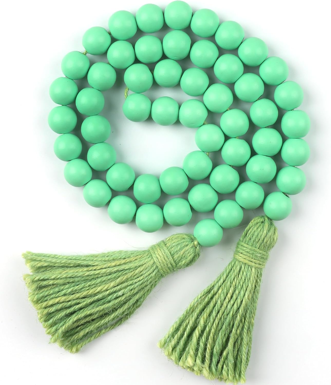 Wood Beads Garland with Tassels Farmhouse Rustic Prayer Boho Beads for Boho Home Decor, Wall Hanging Decoration (Black)