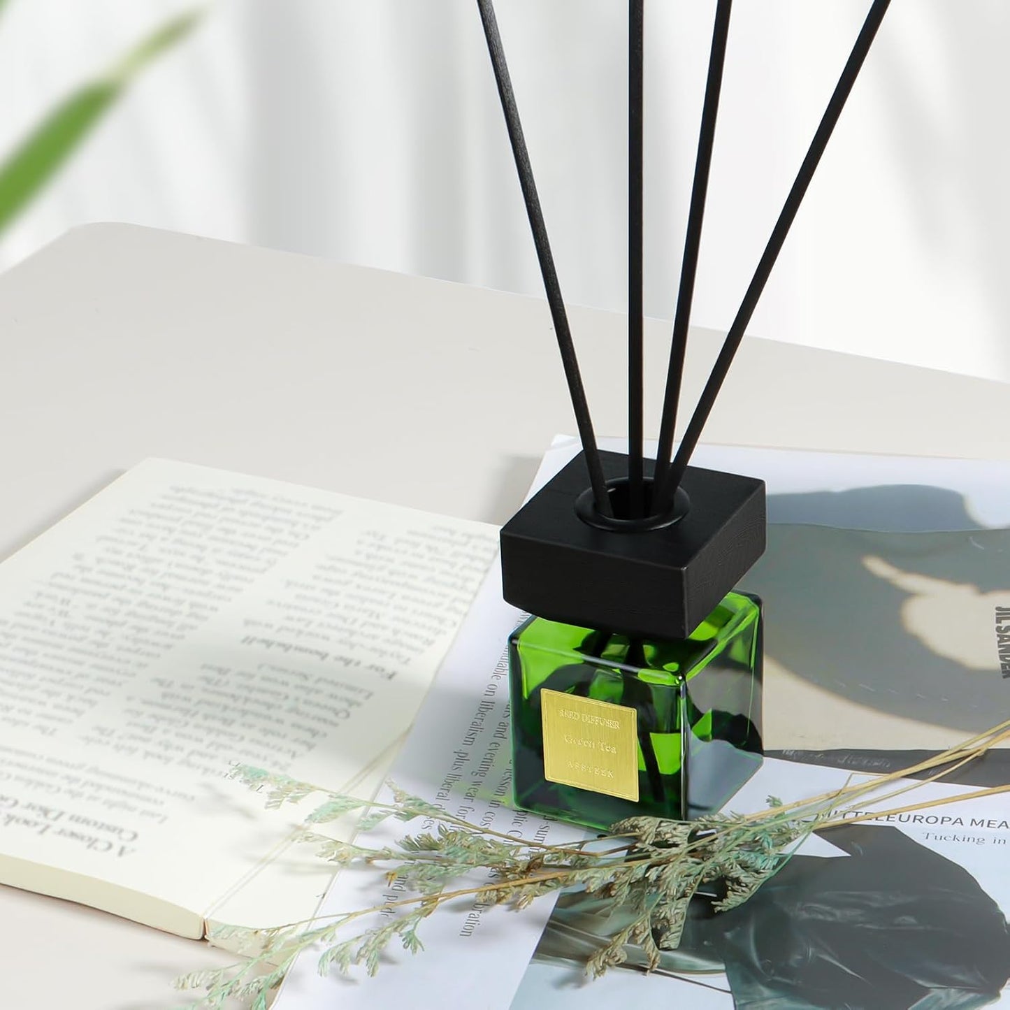 Reed Diffuser Set of 3, White Birch Cedar & Oud Bergamot & Green Tea Essential Oil with 15 Diffuser Sticks, Hotel Collection Bathroom Air Fresheners, 50ml Home Fragrance for Room Decor