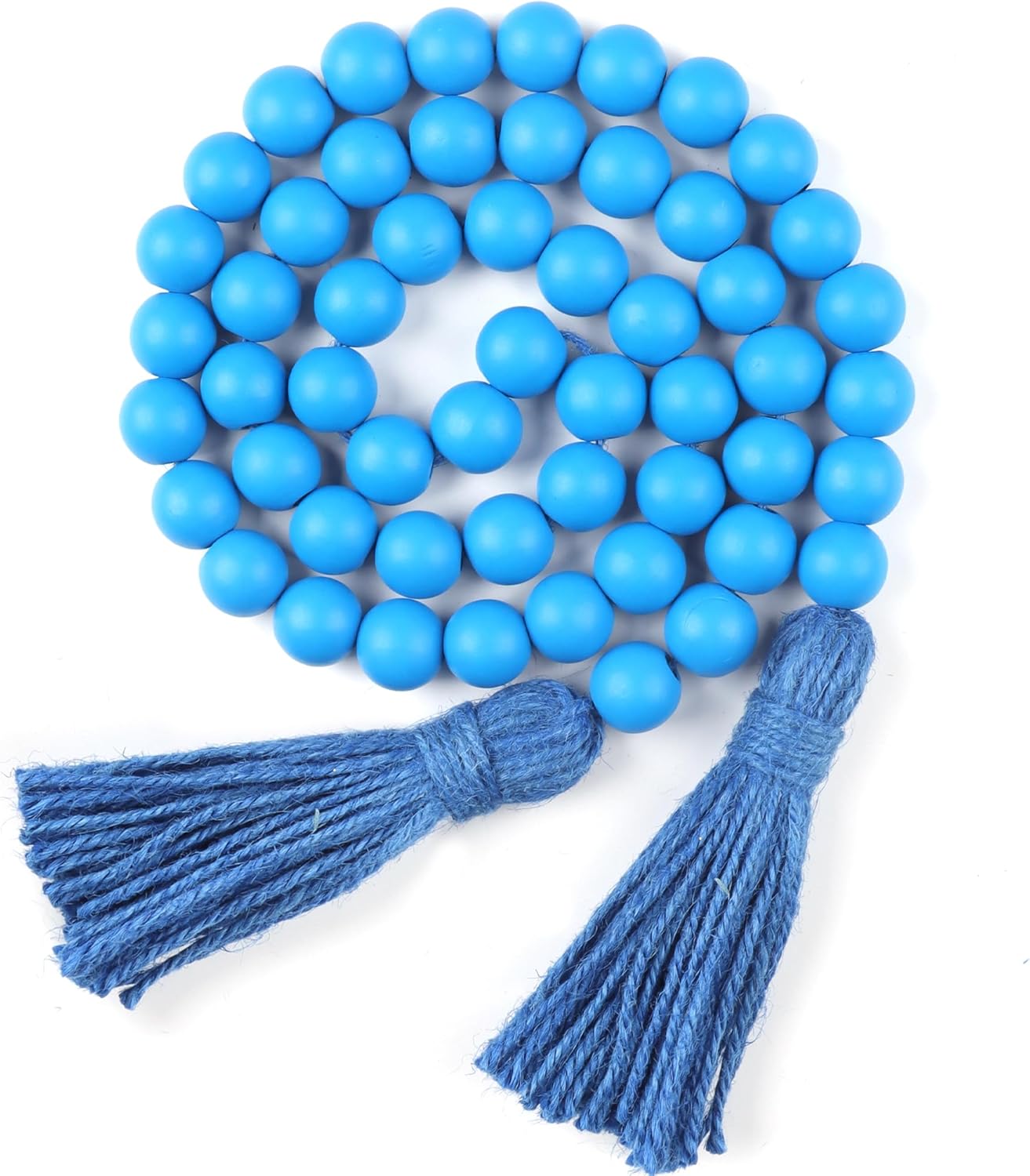 Wood Beads Garland with Tassels Farmhouse Rustic Prayer Boho Beads for Boho Home Decor, Wall Hanging Decoration (Black)